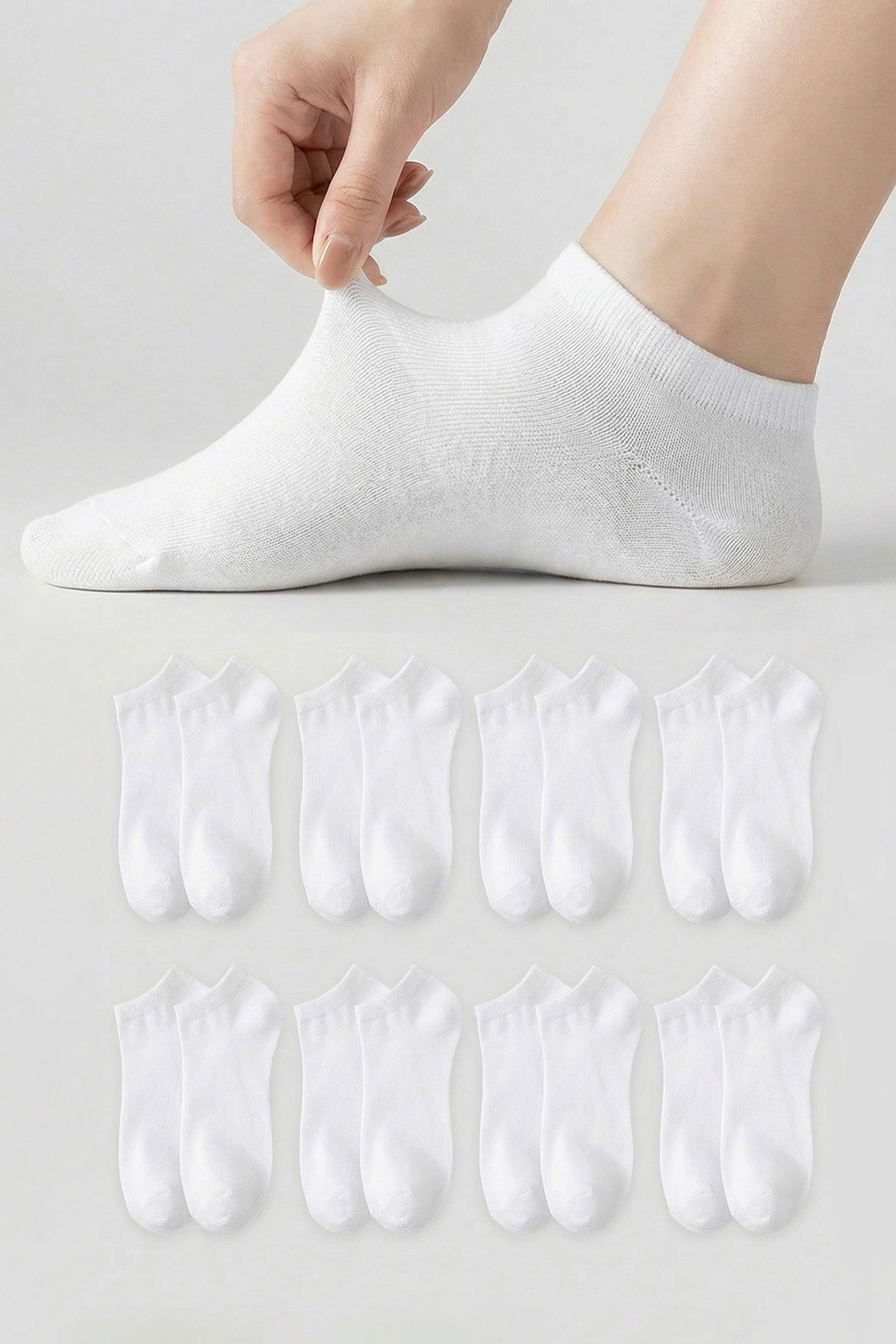 Trendyol Collection Sada 8 Unisex bílých bavlněných ponožek - Tedaw25Co00005