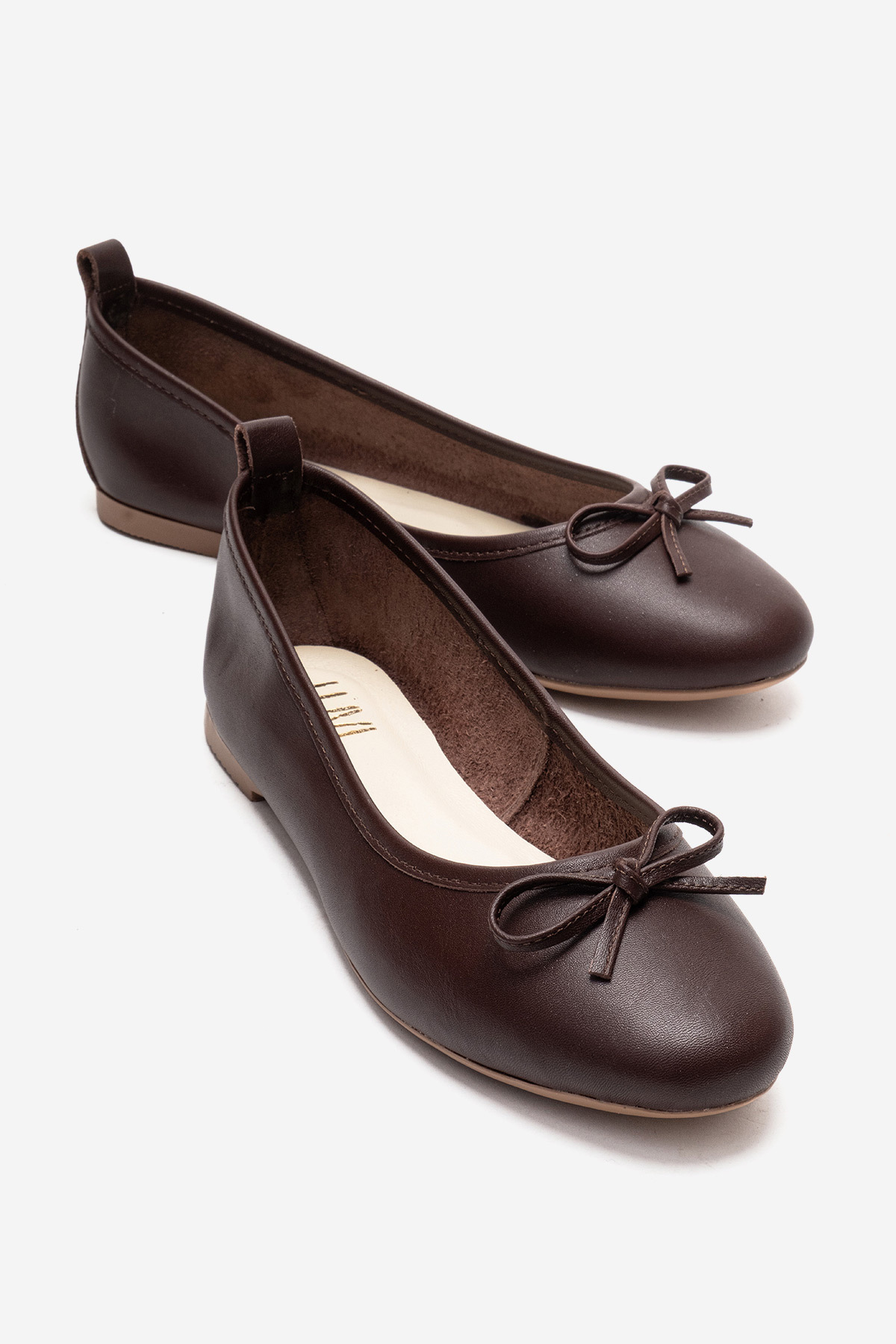 luvishoes  01 Kahve Cilt Hakiki Deri Kadın Babet Ayakkabı