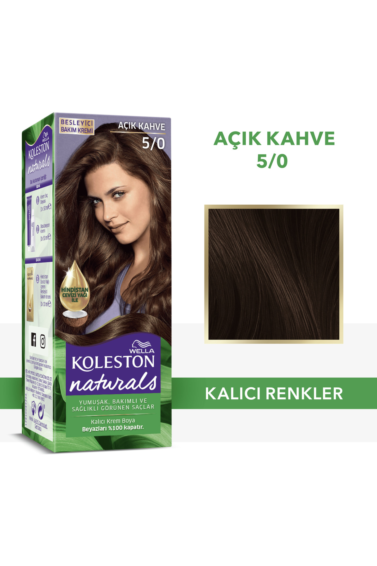 Wella Koleston Naturals 5/0 Açık Kahve Saç Boyası — مشکی KtWModel13-T