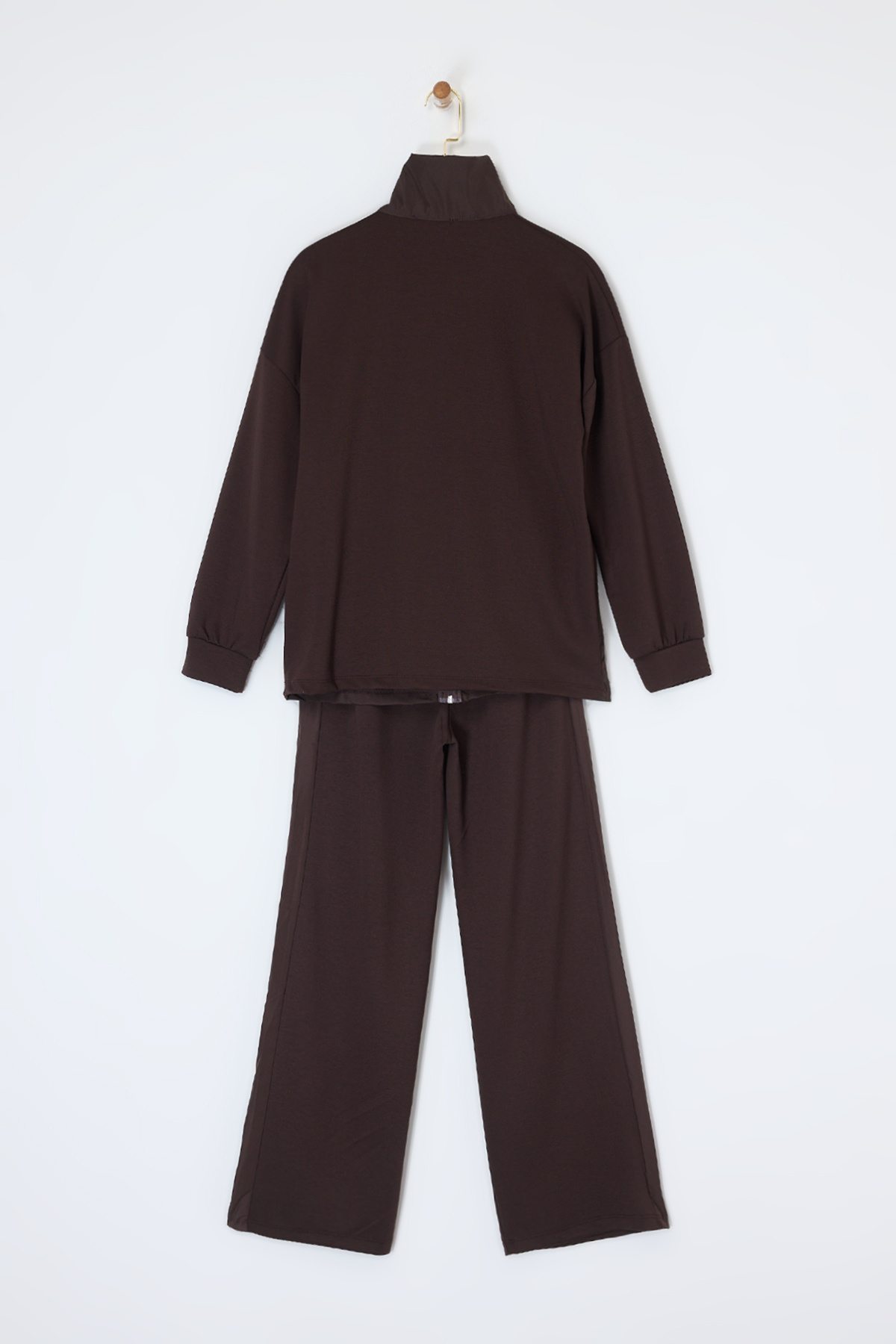 Trendyolmilla  Kahverengi Dik Yaka Sweatshirt-Eşofman Altı Örme Alt-Üst Takım TDRSS26AU00002 - Görsel 5