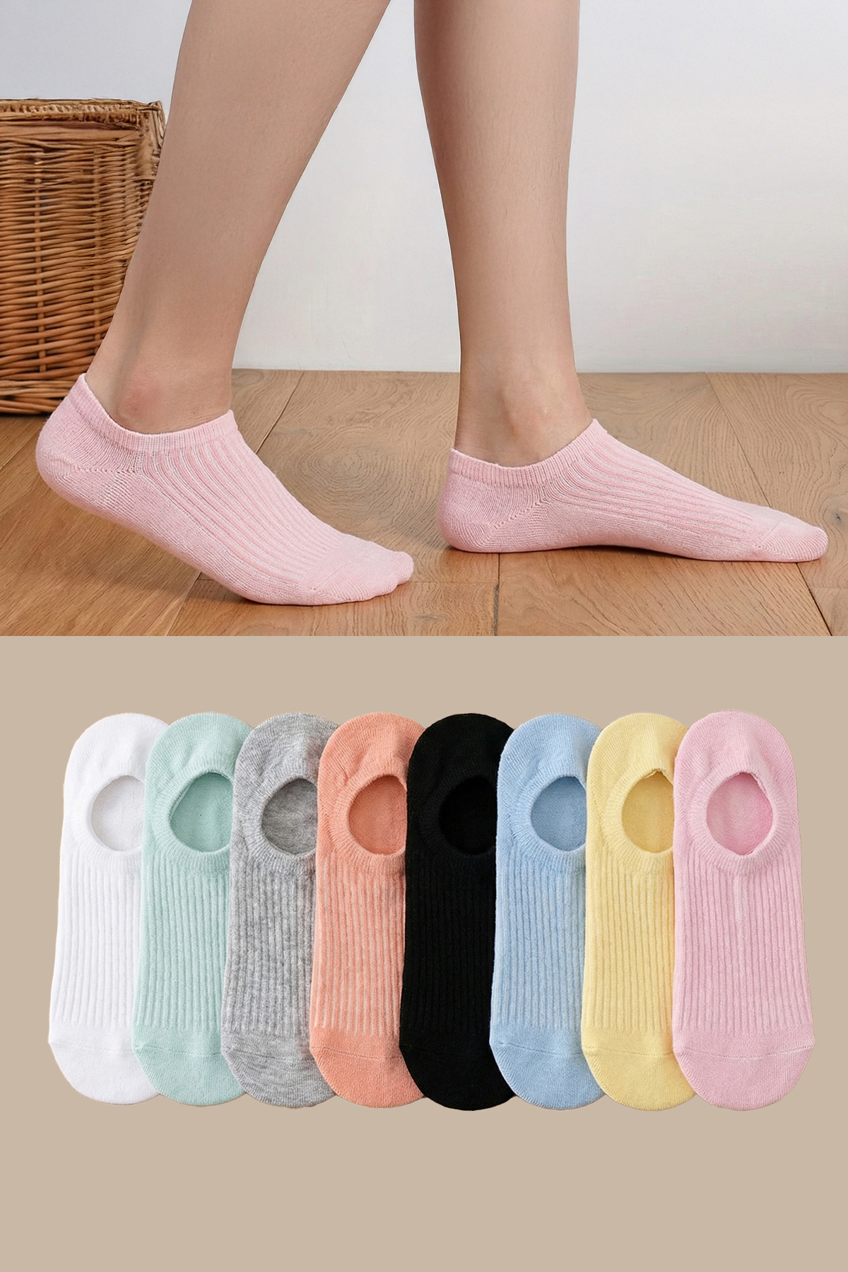 Συλλογή Trendyol Πολύχρωμες πλεκτές κάλτσες ζακάρ 8 τεμαχίων THMSS26CO00011