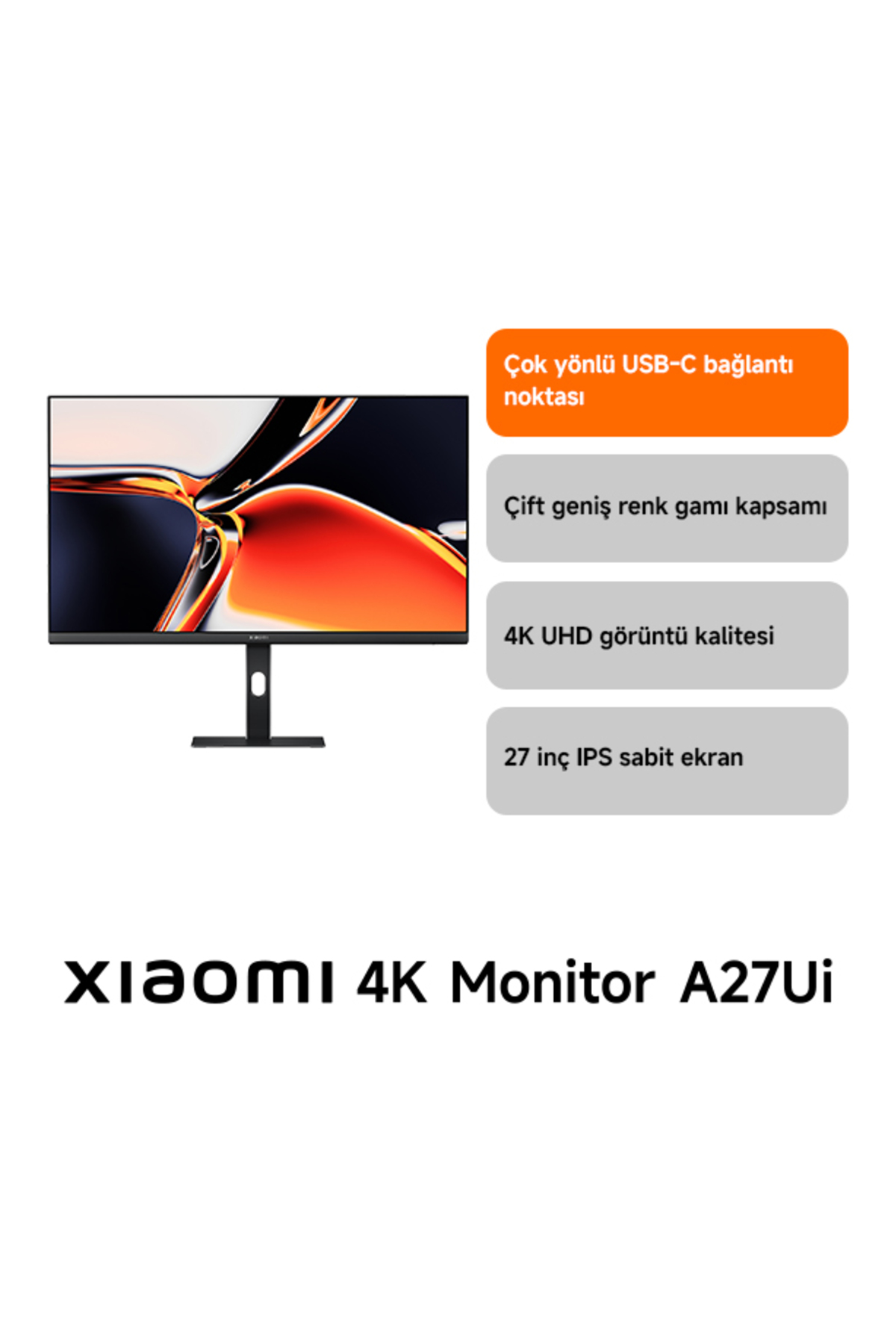 4K Monitor A27Ui 27" UHD Pivot Monitörü (Xiaomi Türkiye Garantili) 3
