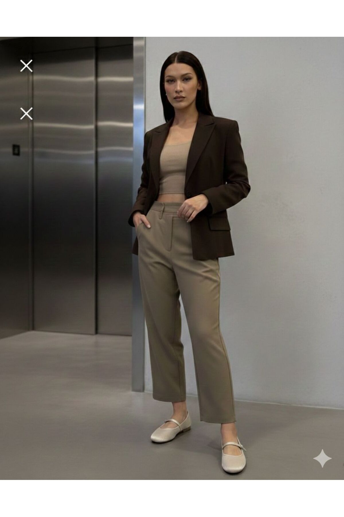 İncimoda  Bej Saten Kadın Ortopedik Babet Hafızalı Taban Yuvarlak Burun Balerin Ayakkabı - Görsel 5