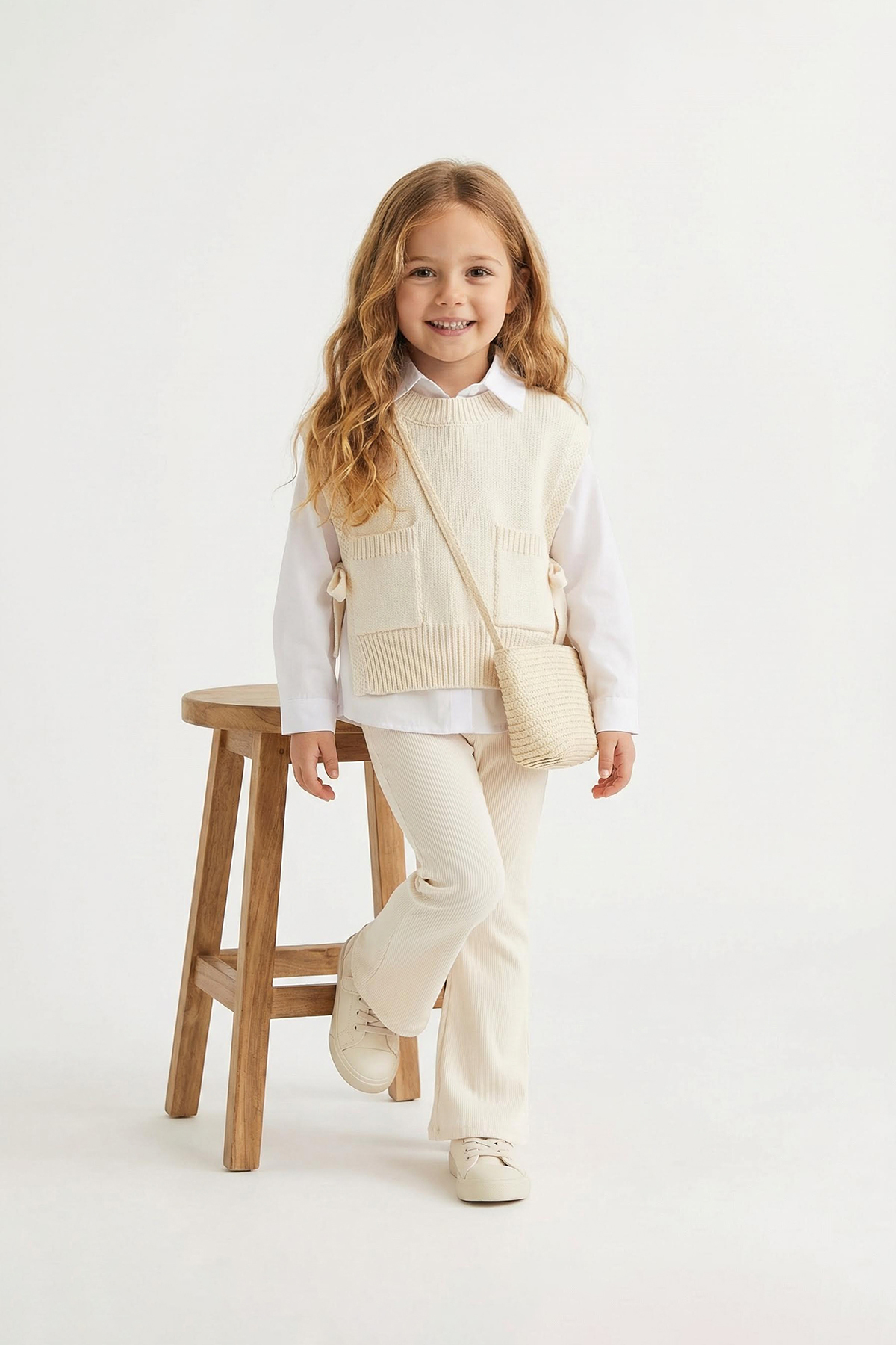 Trendyolmilla  Ekru Düz 3'lü Triko Alt - Üst Takım TKDAW26AU00085 - Görsel 2