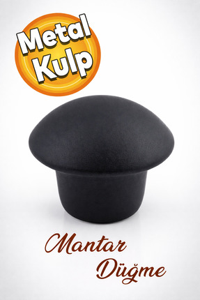 Badem10 Mantar Düğme Metal (MAT SİYAH) Yuvarlak Mobilya Mutfak Çekmece Dolap ...