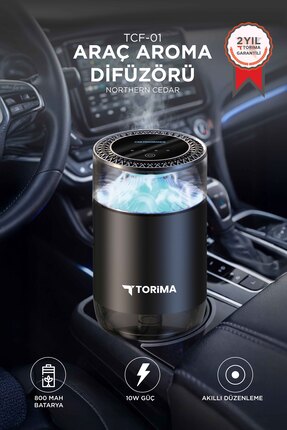 Torima Araç İçi Aroma Difüzörü Hava Nemlendirici Şarjlı Oda ve Araba Kokusu T...