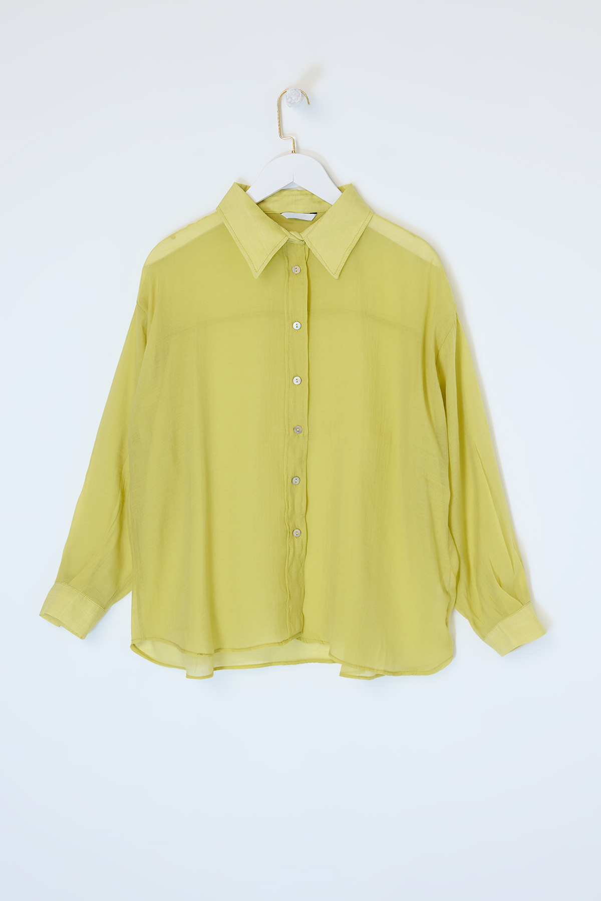 Trendyolmilla  Yağ Yeşil Oversize İpeksi Gömlek TDRSS26GO00015