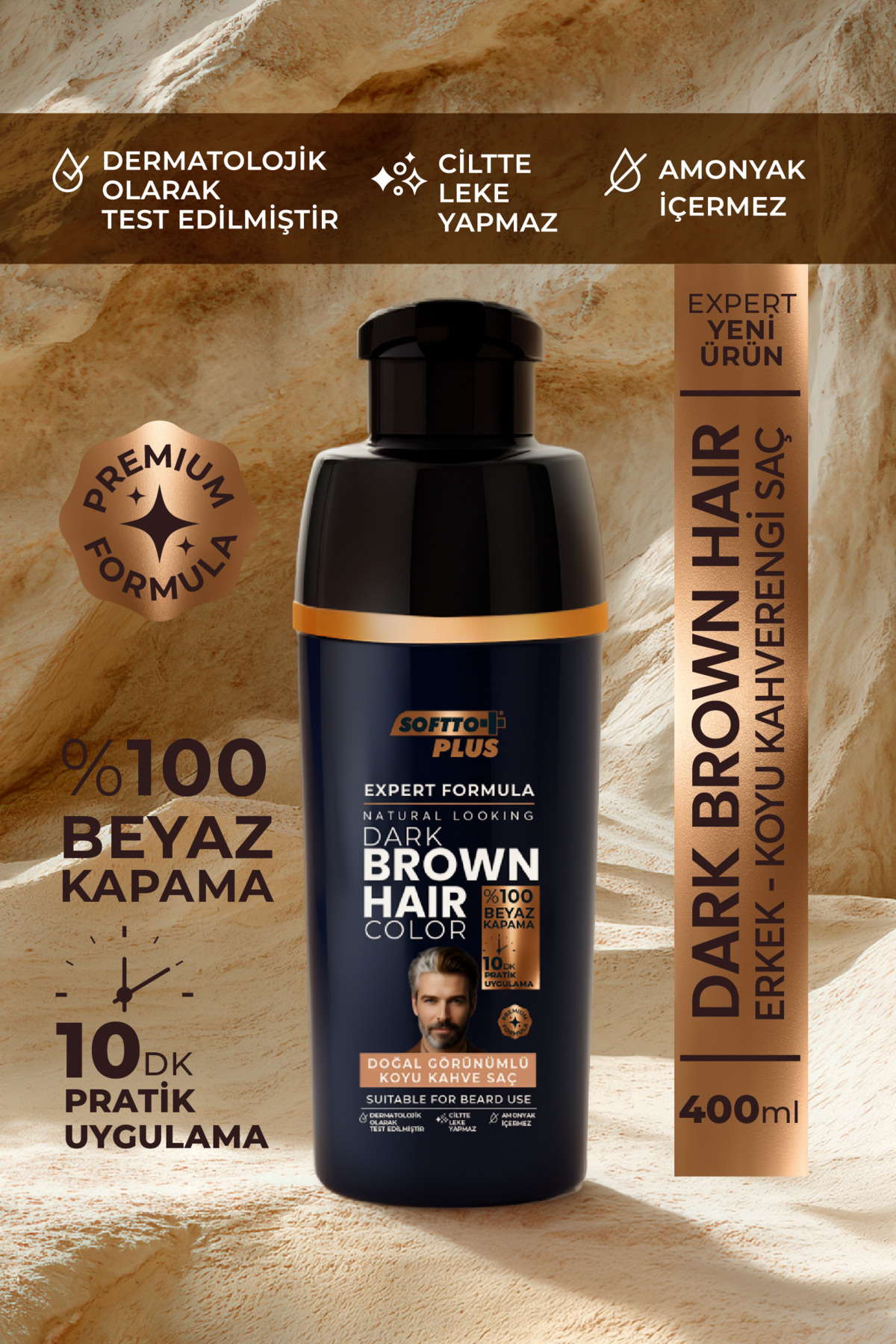 Expert Men Dark Brown Hair Color – Koyu Kahve / Geliştirilmiş Formül / Doğal Görünüm