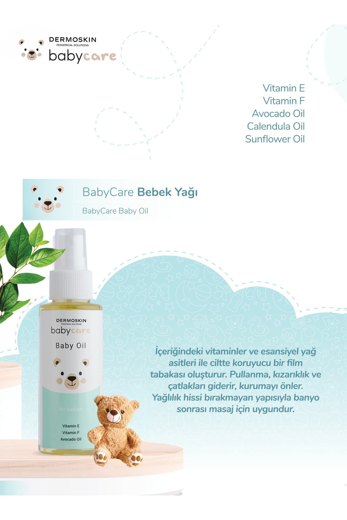 Dermoskin Babycare Bebek Yağı | Bebekler için Cilt Koruyucu | Rahatlatıcı Masaj Yağı | 100 ml fotoğrafı 2 (önizleme)