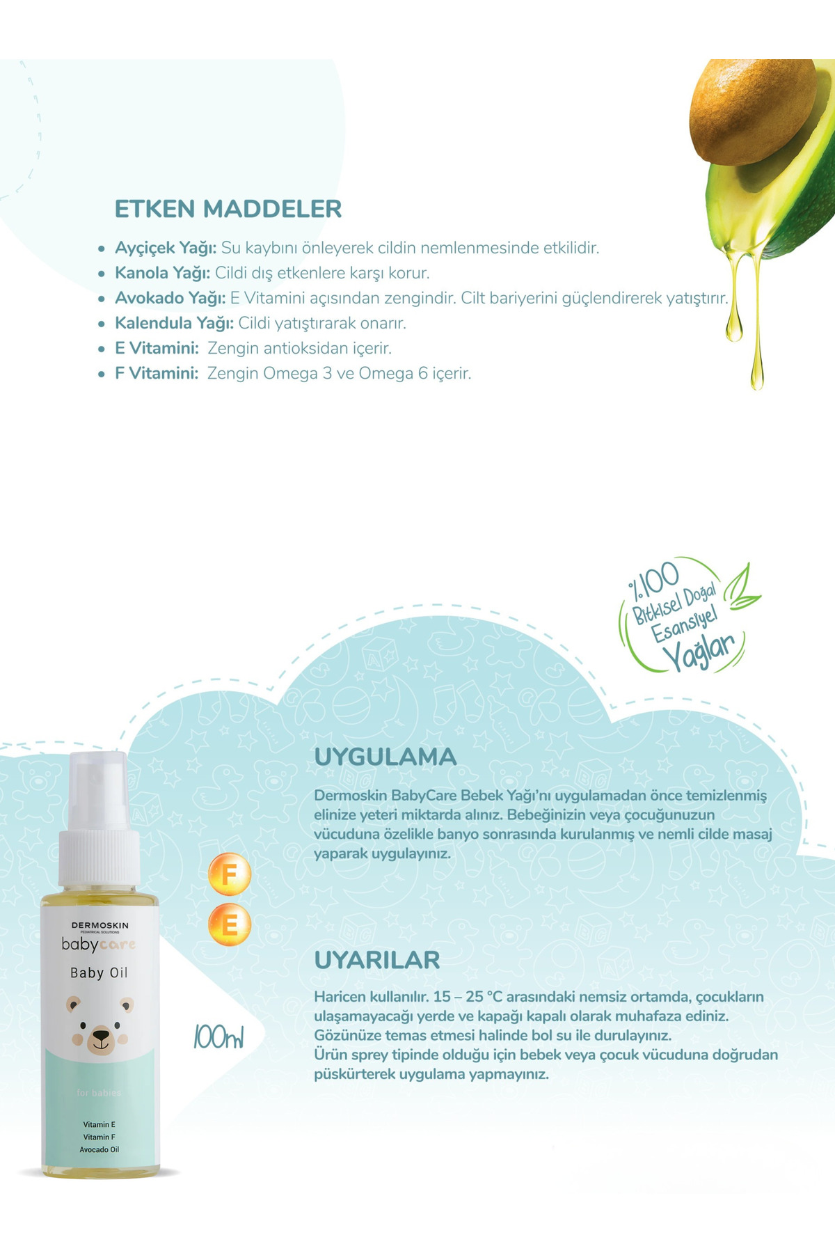 Dermoskin Babycare Bebek Yağı | Bebekler için Cilt Koruyucu | Rahatlatıcı Masaj Yağı | 100 ml fotoğrafı 3 (önizleme)