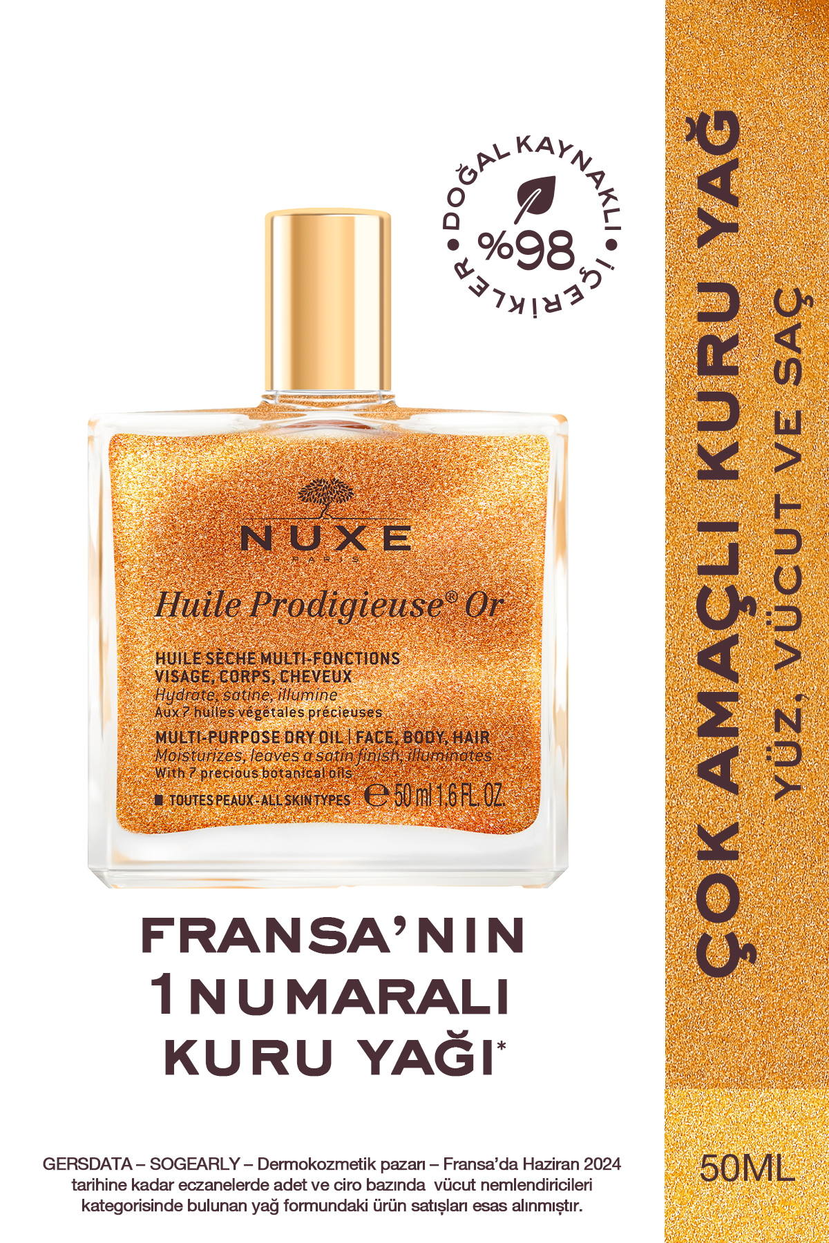 Nuxe Çok Amaçlı Altın Parıltılı Kuru Yağ (Yüz, Vücut, Saç) 50 ML - Fiyatı, Yorumları
