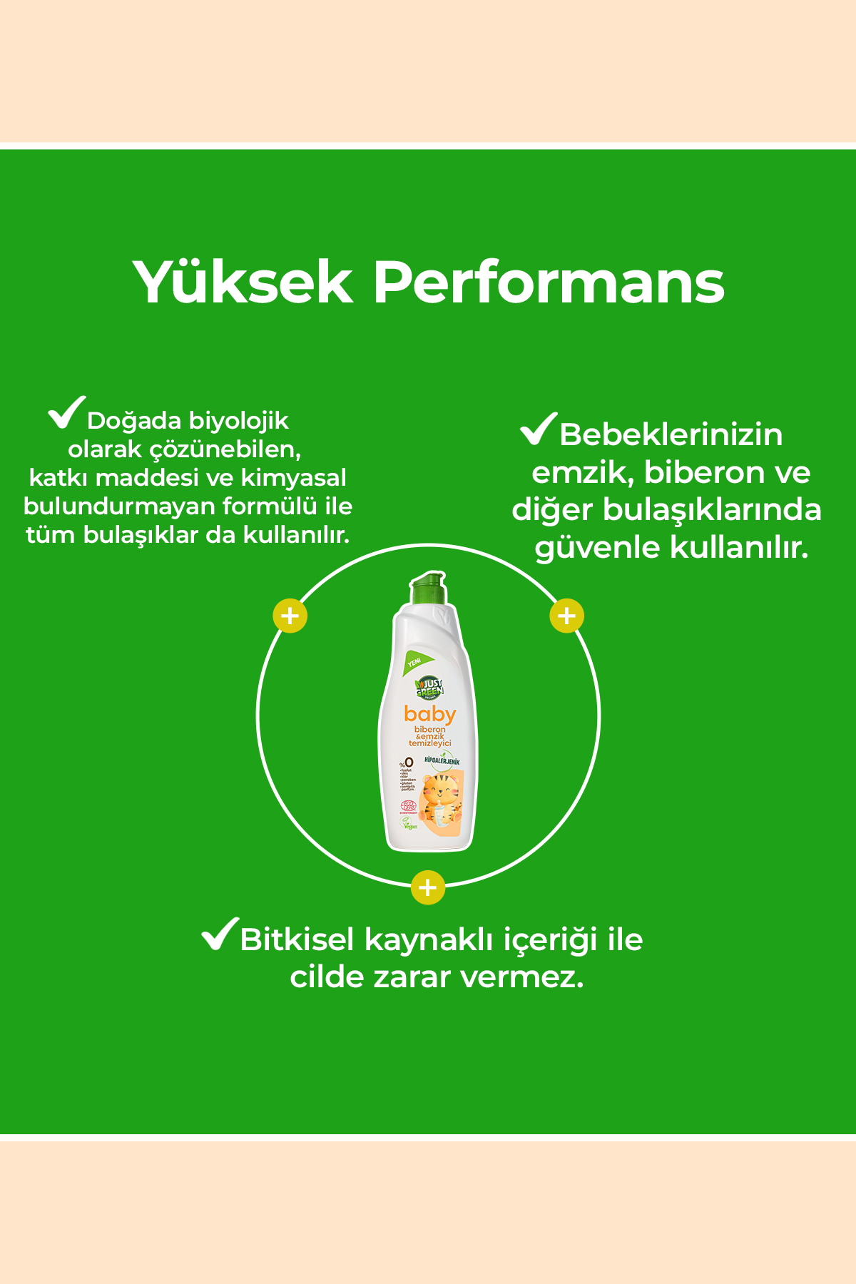Just Green Organic Baby Biberon Ve Emzik Temizleyici - Bebekleriniz Için Doğal Ve Güvenli Temizlik %100 Doğal (750 ML) fotoğrafı 3 (önizleme)
