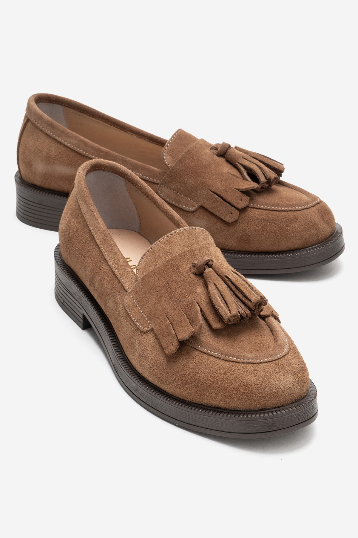Milina Soil Suede Fringed Genuine Leather Women's Loafer Shoes
