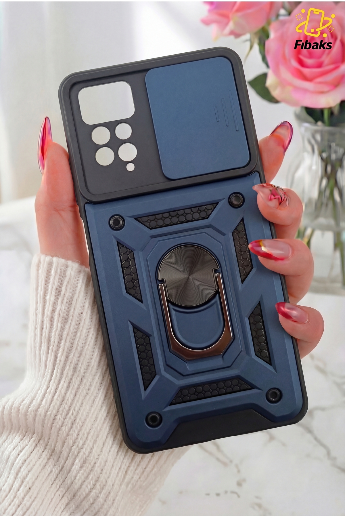 Redmi Note 11 Pro/12 Pro 4G Case Camera Shielded Armor Military Tank with Sliding Ring