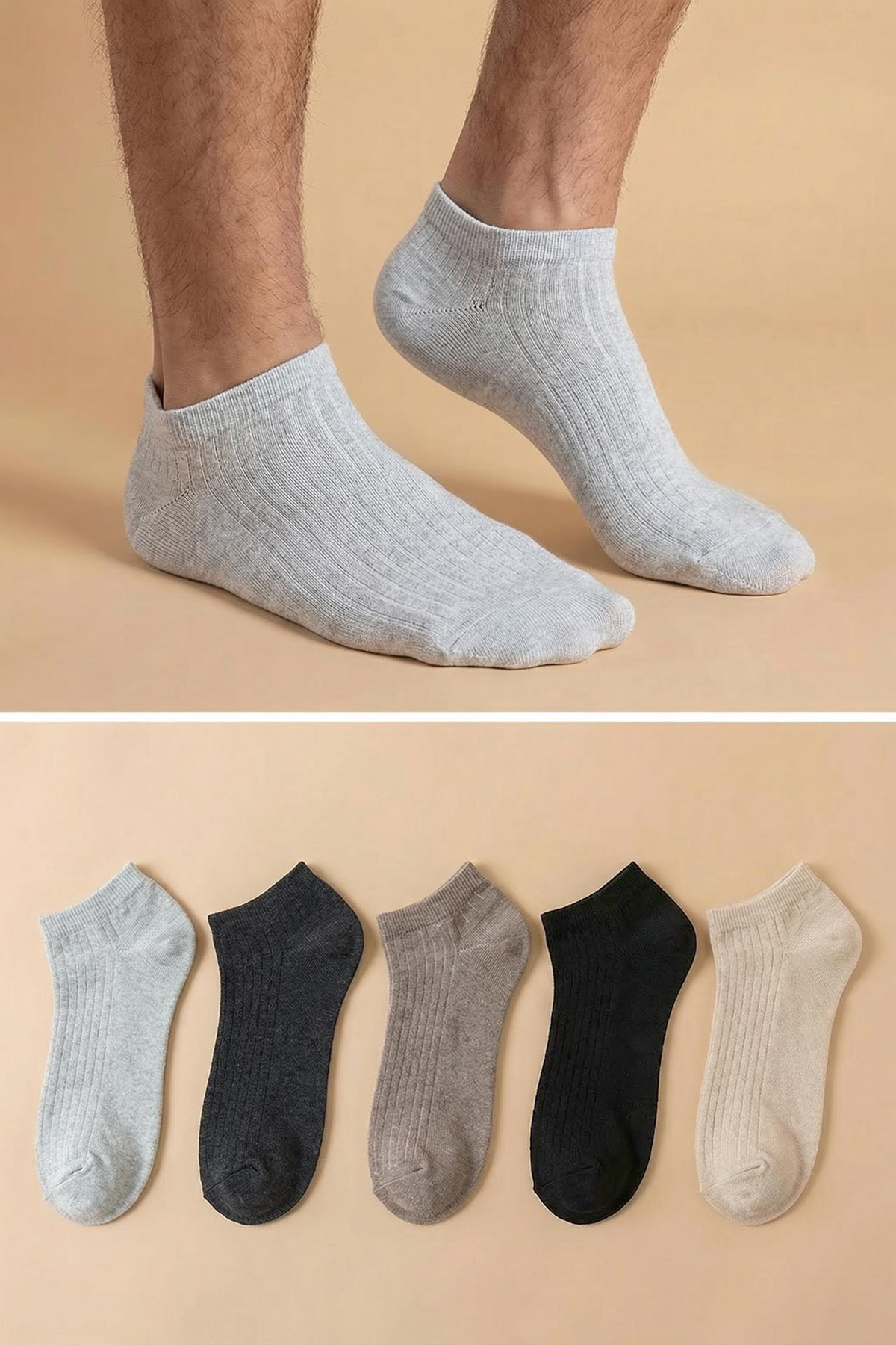 Trendyolmilla Man Çok Renkli Unisex 5'li Pamuklu Patik Çorap TEDAW25CO00009