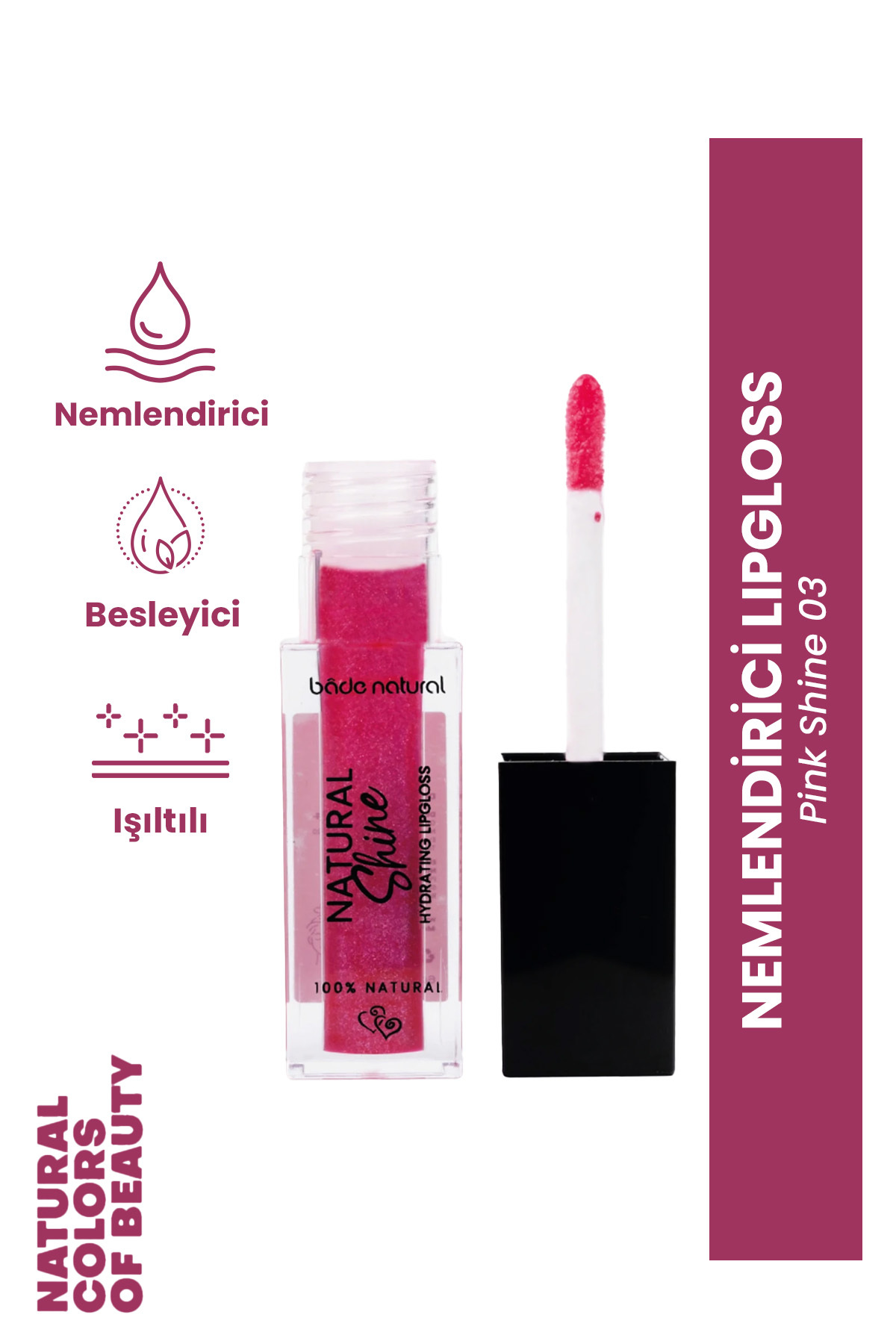 Bade Natural Nemlendirici Lipgloss Pink Shine 03 Dudak Parlatıcısı %100 Doğal - Fiyatı, Yorumları