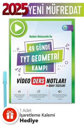 REHBER MATEMATİK YAYINLARI 49 Günde Tyt Geometri Video Ders Notları + Hediyeli