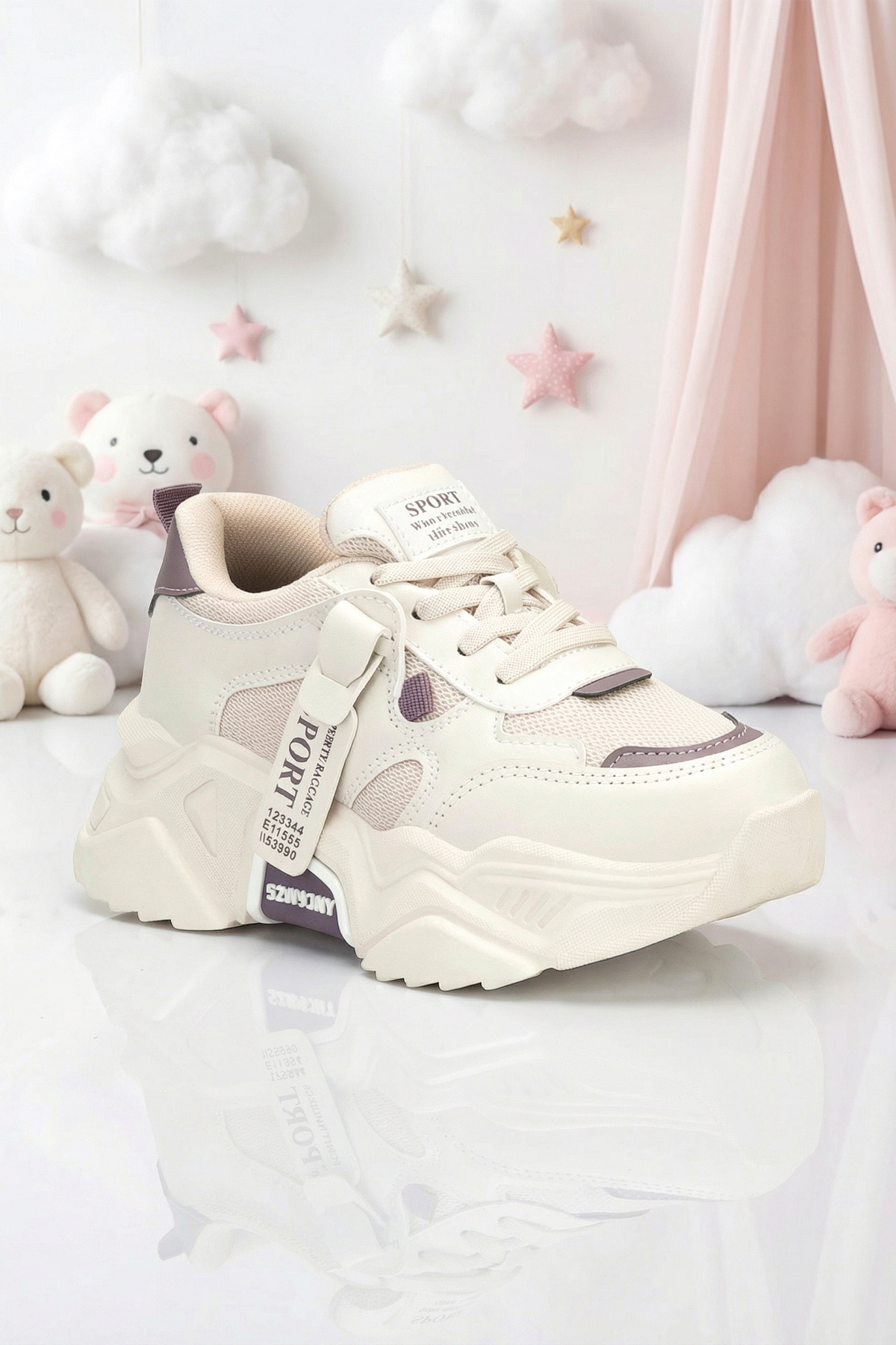 DARK SEER Παιδικά αθλητικά παπούτσια Kids DS 2051 Μπεζ Μωβ Παιδικά Αθλητικά Π...