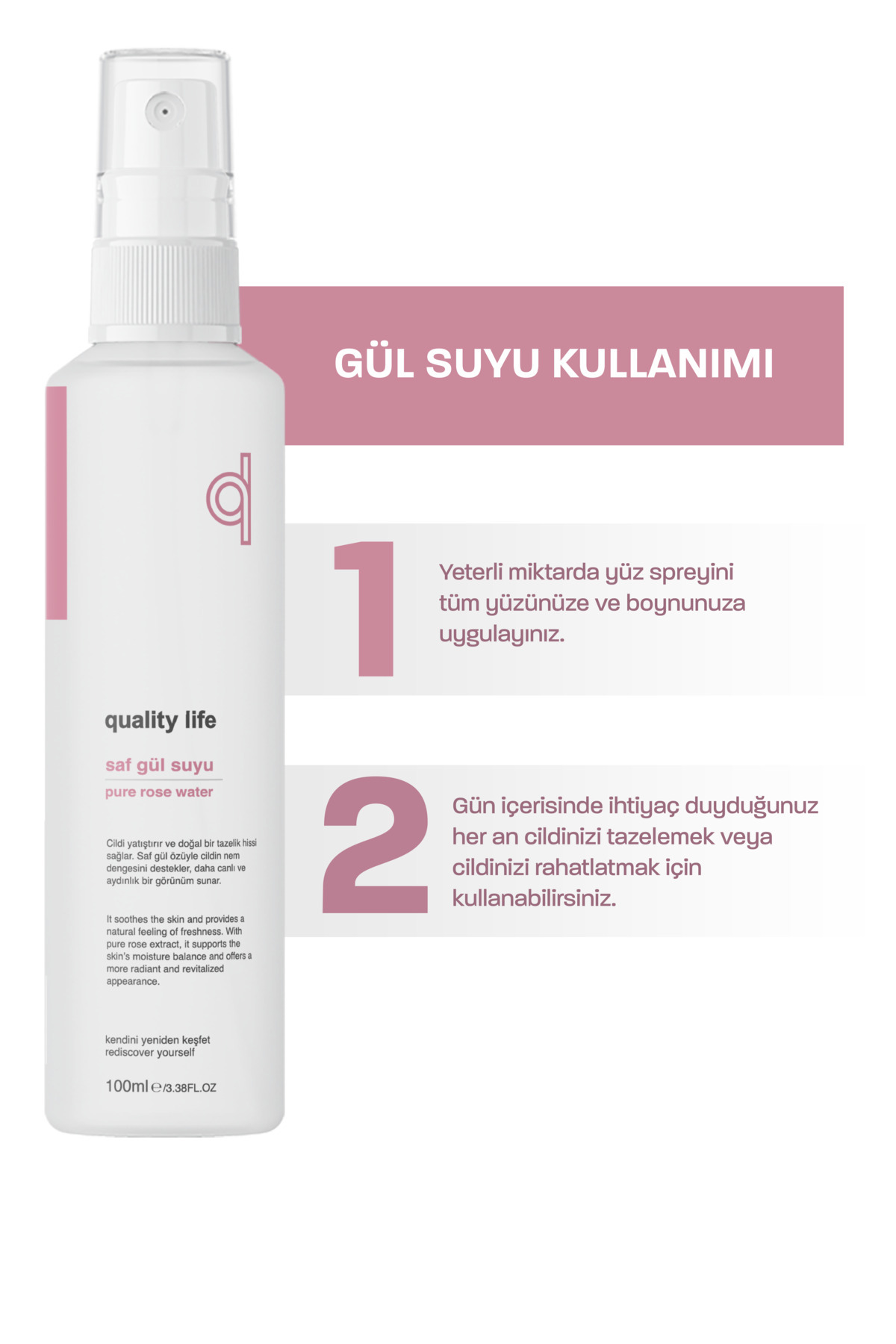 Gül Suyu Tonik Doğal Saf Gül Suyu Gözenek Sıkılaştırıcı Aydınlatıcı ve Arındırıcı Tonik 100 ml — gül-suyu-gözenek-sıkılaştırıcı-tonik — تصویر 7 از 7