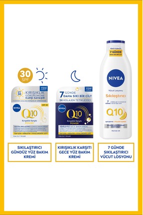 NIVEA Q10 Bakım Seti, SPF30 Güneş Koruyucu Gündüz Yüz Bakım Kremi, Gece Kremi...