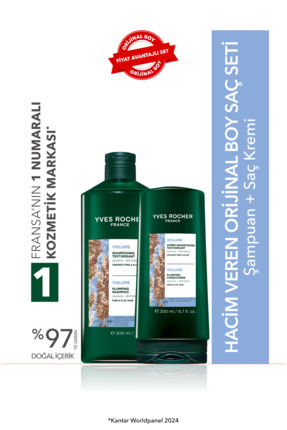 Yves Rocher Hacim Veren Orjinal Boy Saç Seti- Şampuan 300 ml & Saç Kremi 200 ml