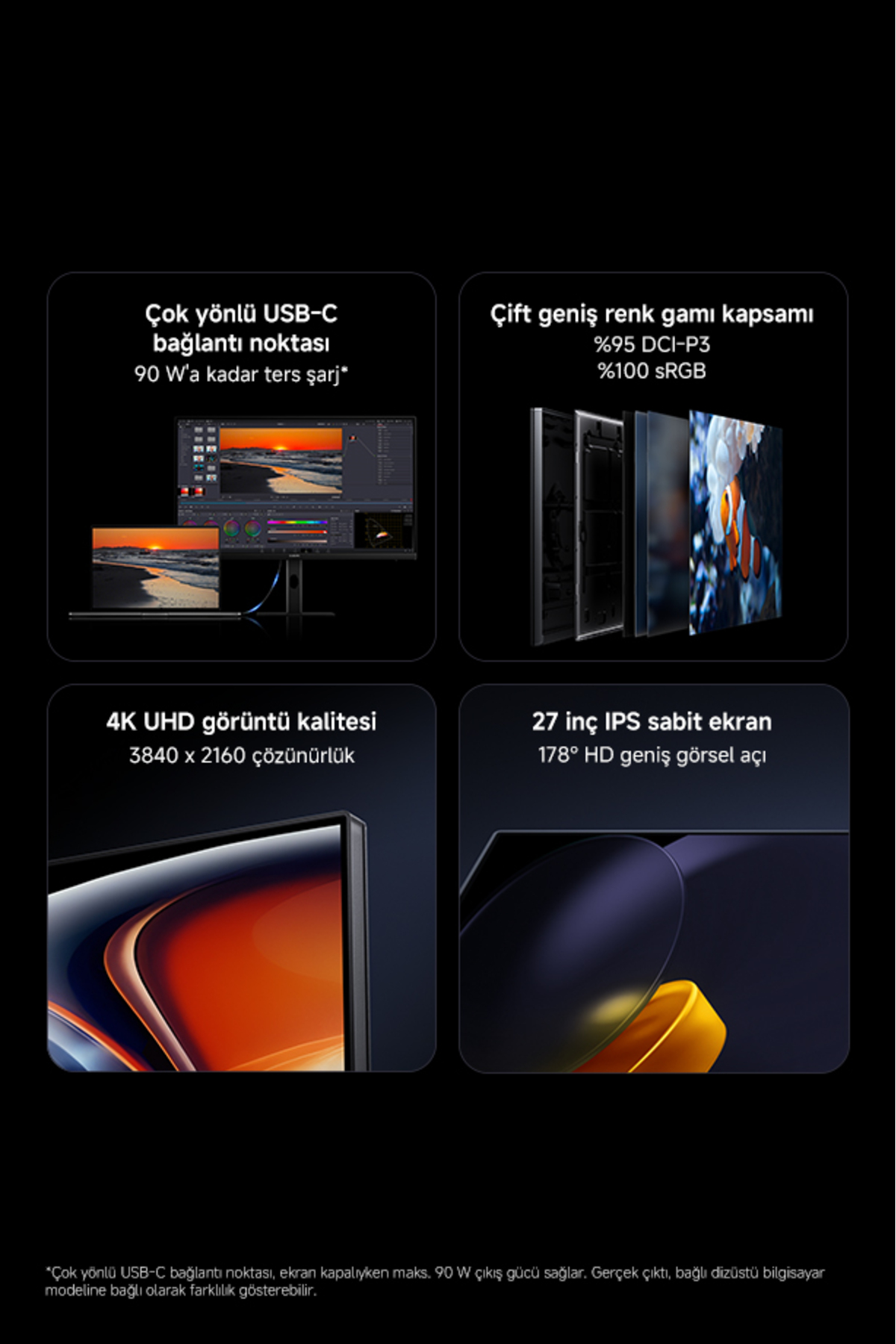 4K Monitor A27Ui 27" UHD Pivot Monitörü (Xiaomi Türkiye Garantili) 4