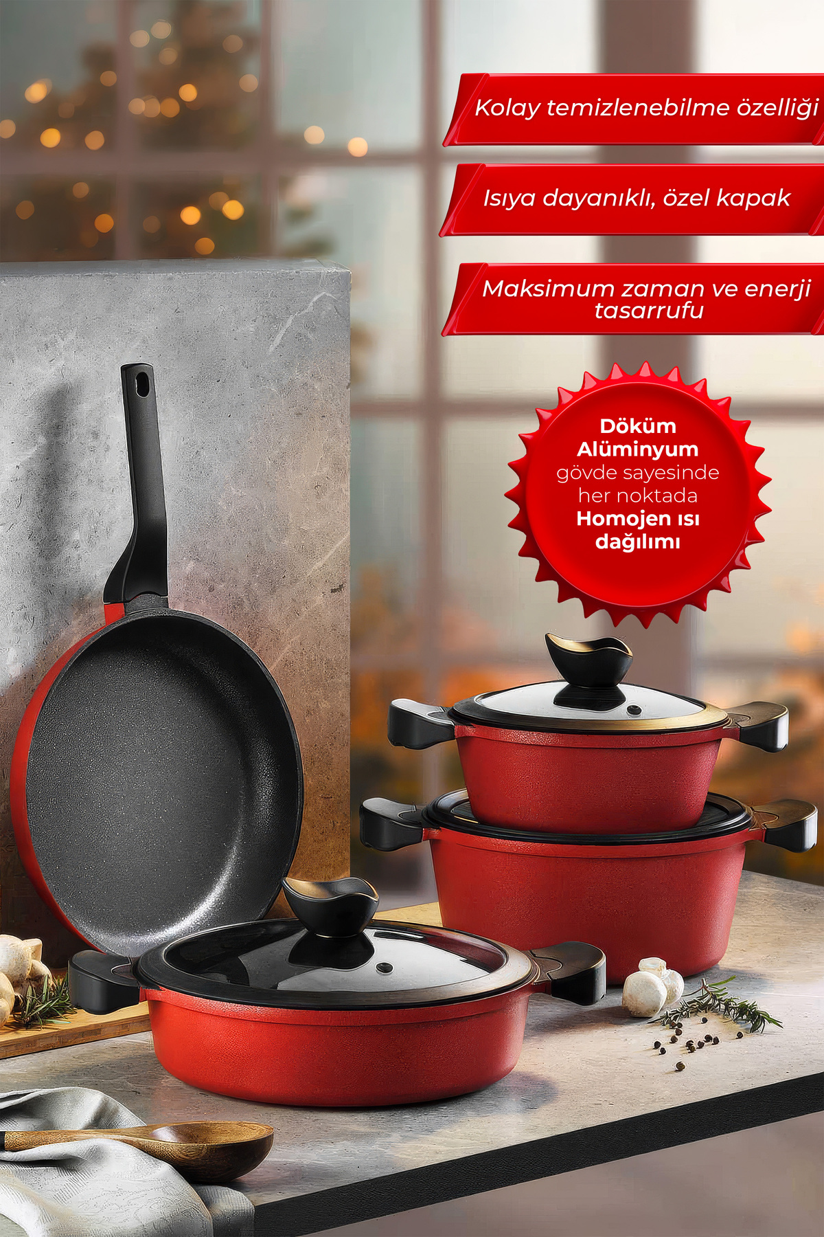 Montana 7-Piece Cookware Set Red
