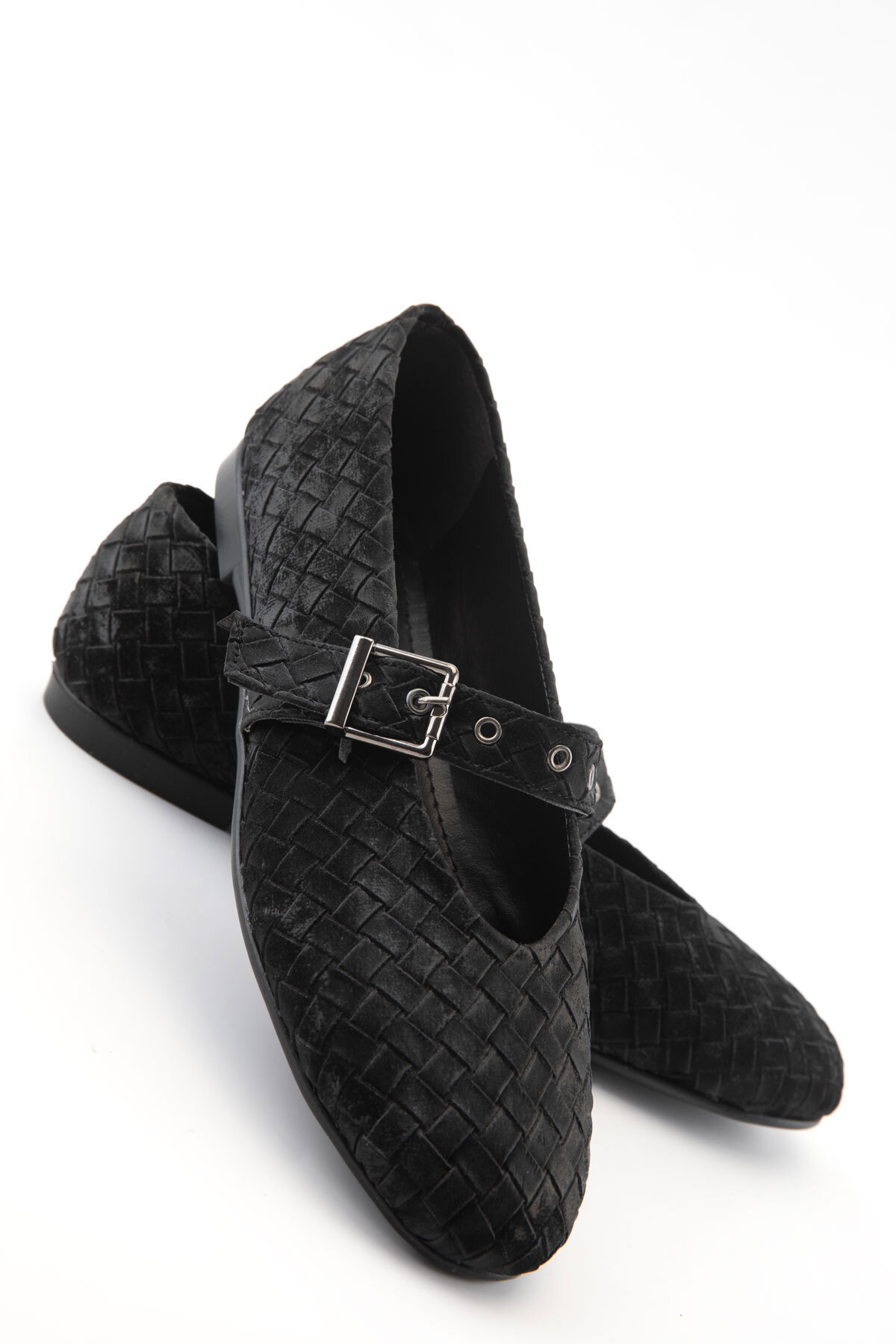 Black Women's Flat Shoes 21354