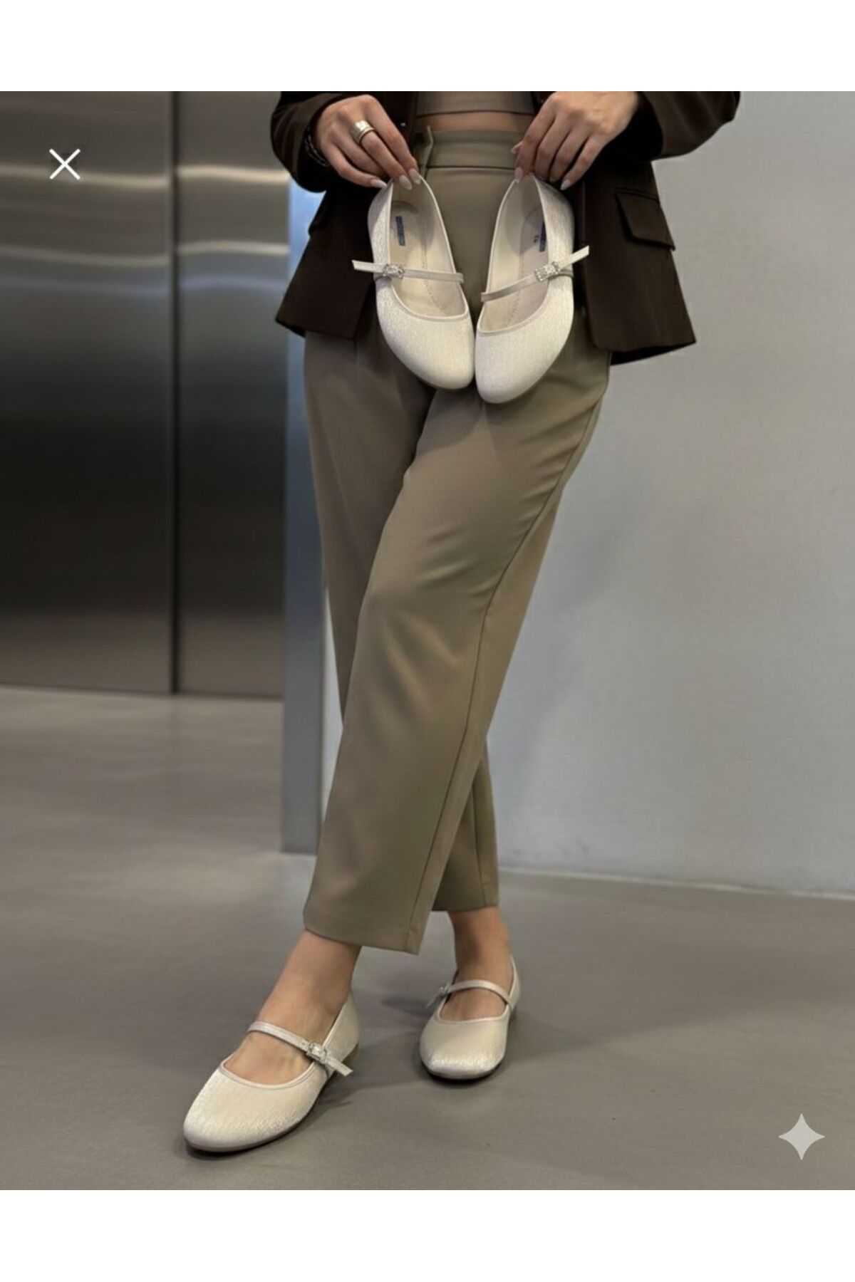 İncimoda  Bej Saten Kadın Ortopedik Babet Hafızalı Taban Yuvarlak Burun Balerin Ayakkabı - Görsel 4