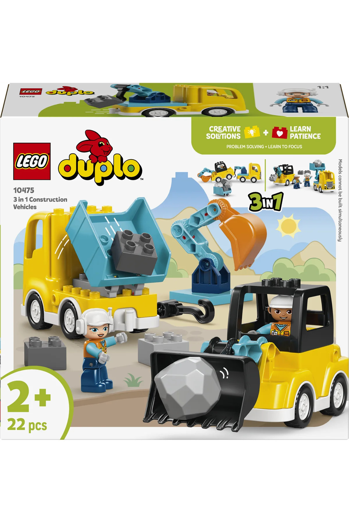 LEGO ® DUPLO® Kasabası 3'ü 1 Arada İnşaat Araçları 10475 - 2+ Yaratıcı Oyuncak Yapım Seti (22 Parça) fotoğrafı 3 (önizleme)