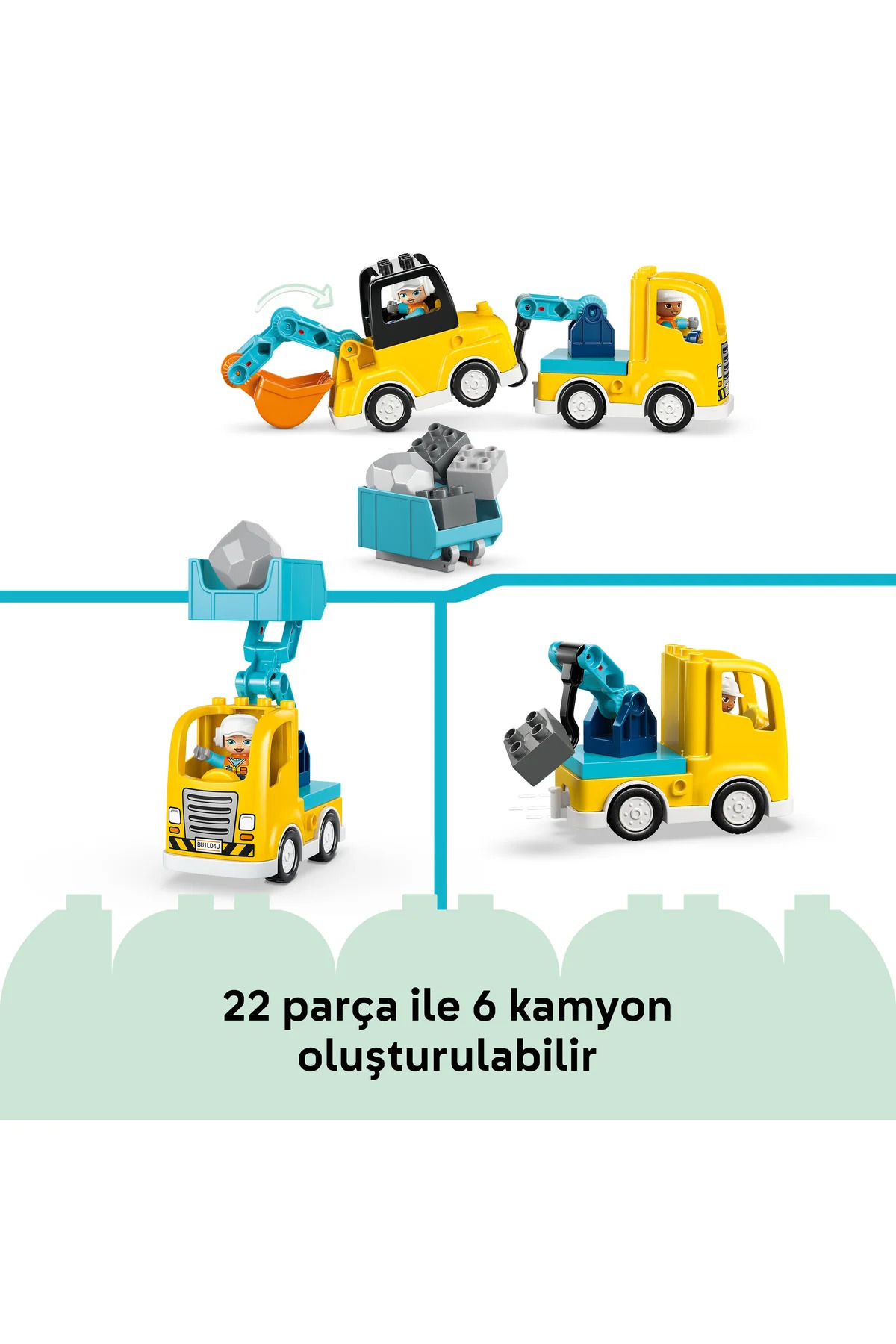 LEGO ® DUPLO® Kasabası 3'ü 1 Arada İnşaat Araçları 10475 - 2+ Yaratıcı Oyuncak Yapım Seti (22 Parça) fotoğrafı 7 (önizleme)