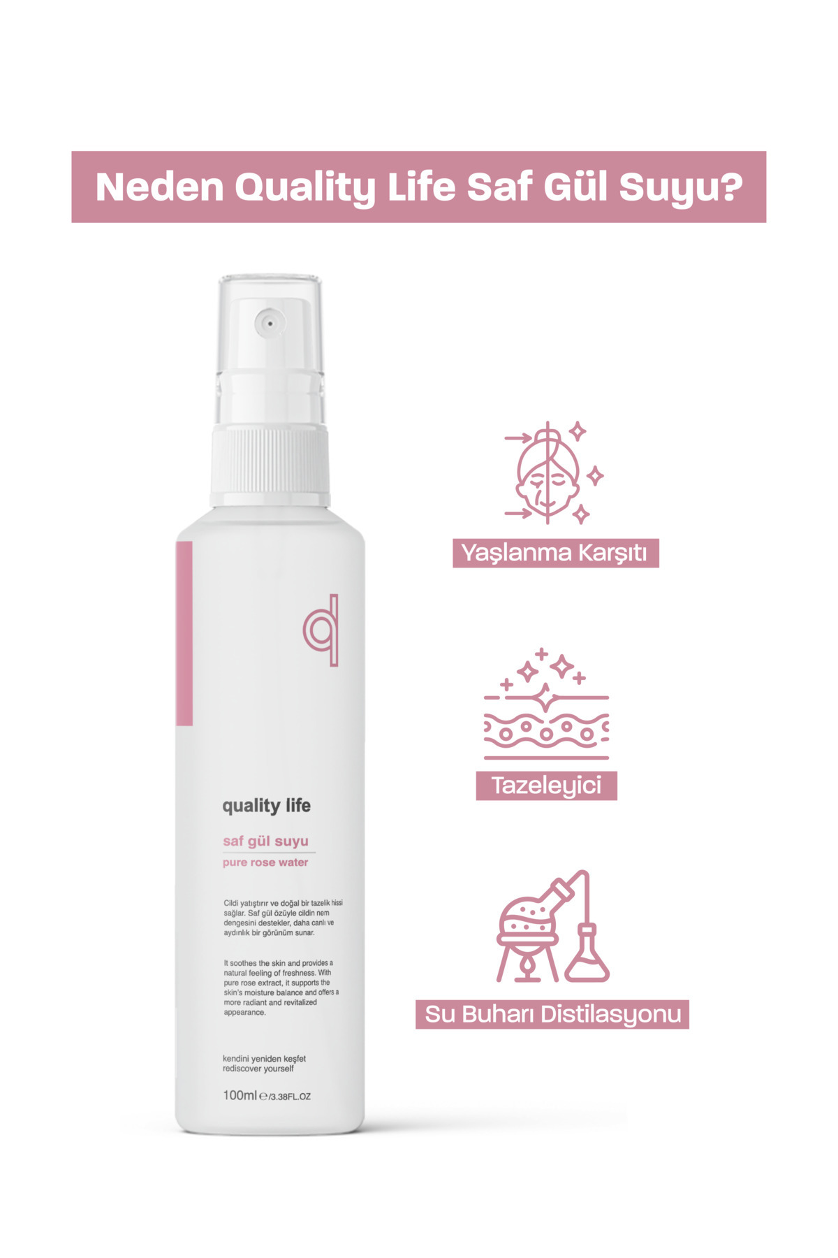 Gül Suyu Tonik Doğal Saf Gül Suyu Gözenek Sıkılaştırıcı Aydınlatıcı ve Arındırıcı Tonik 100 ml — gül-suyu-gözenek-sıkılaştırıcı-tonik — تصویر 5 از 7