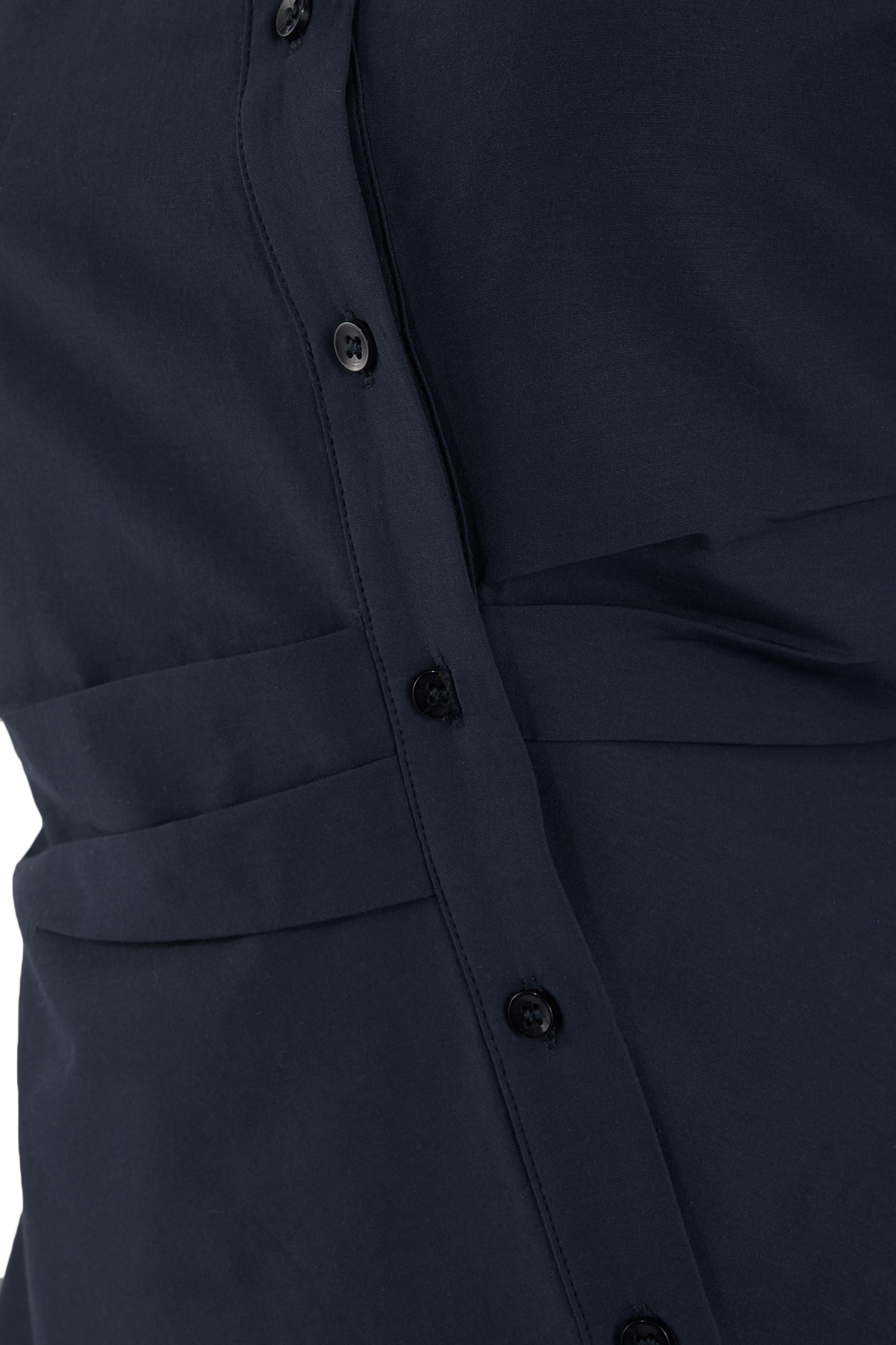 Trendyolmilla  Lacivert Bele Oturan Asimetrik Fitted Gömlek TWOSS26GO00054 - Görsel 2