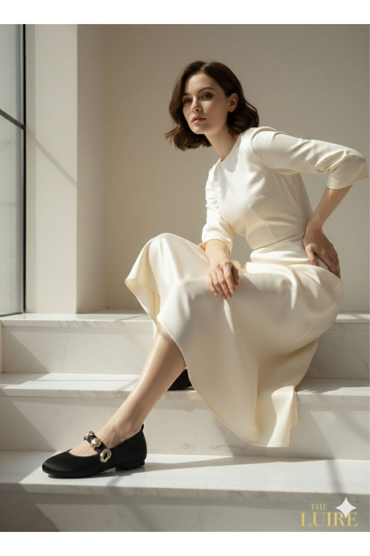 İncimoda  Kadın Hafızalı Tabanlı Yuvarlak Burun Ortopedik Babet - Görsel 7