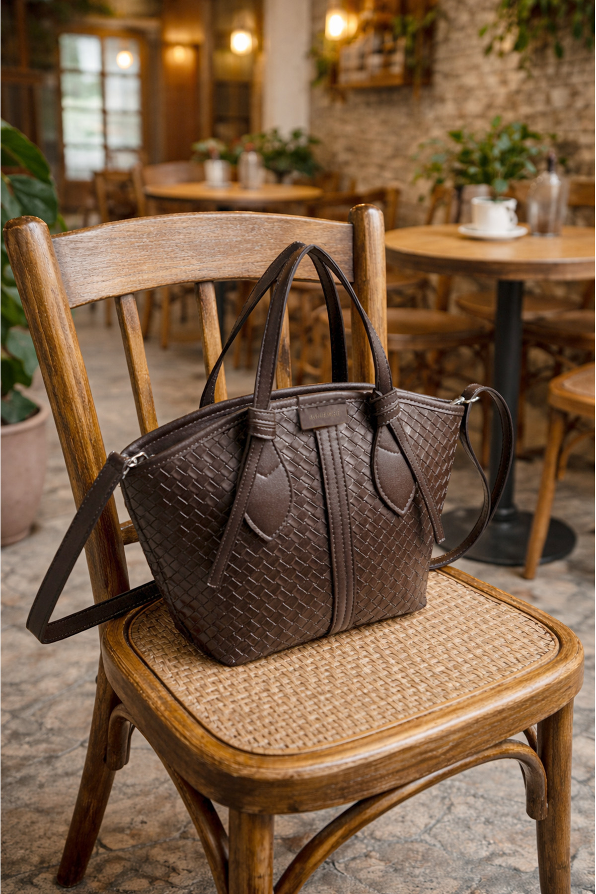 Women's Bitter Brown Zipper Lined Hand and Shoulder Bag