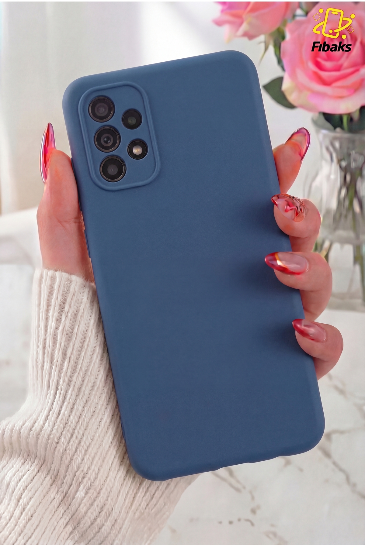 Galaxy A23 Case Camera Protruding Velvet Launch Soft Textured Silicone Cover Navy Blue