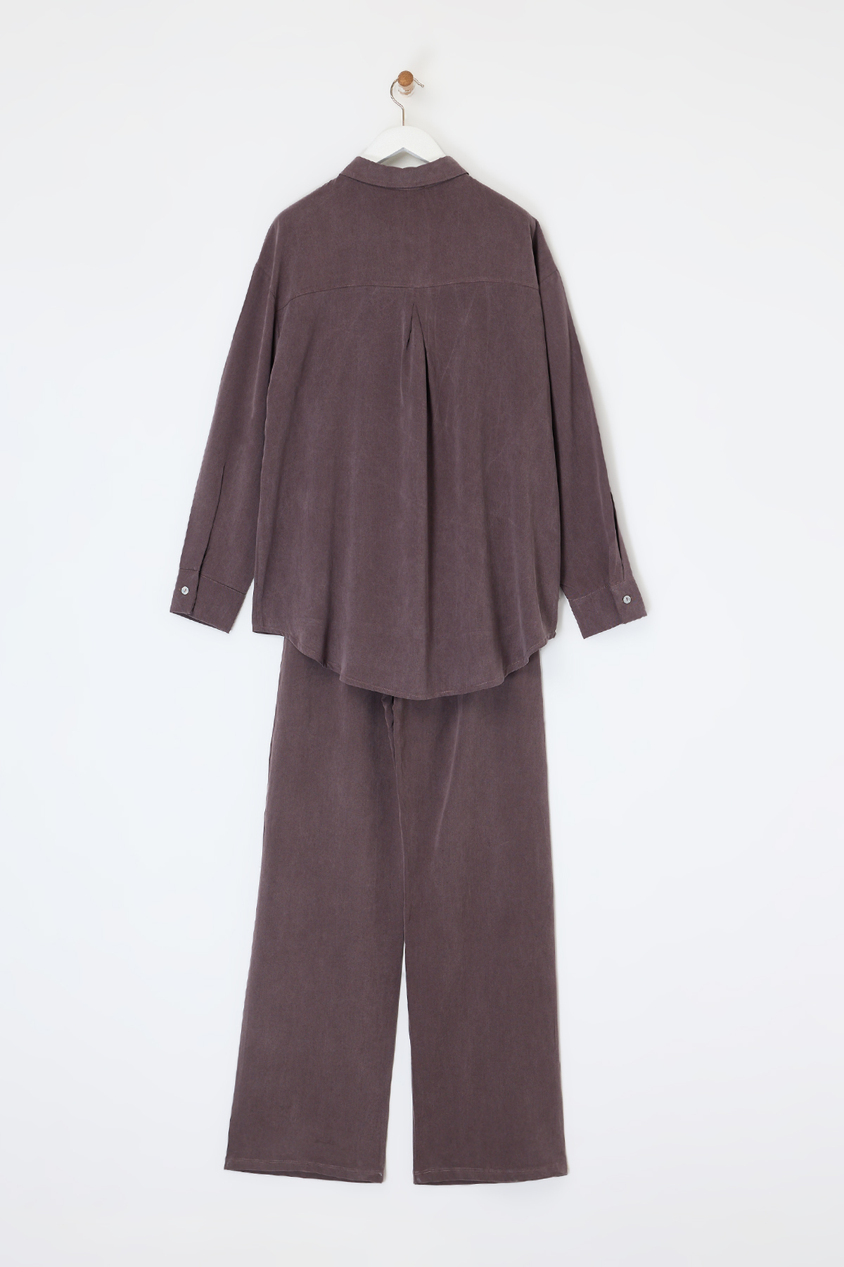 Trendyolmilla  Kahverengi Tencel Salaş Gömlek Takım TDRSS26AU00008 - Görsel 4