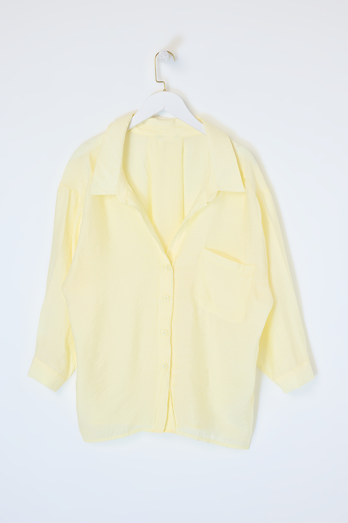 Drop by Trendyolmilla Sarı Düşük Omuzlu Oversize Modal Gömlek TDRSS26GO00018
