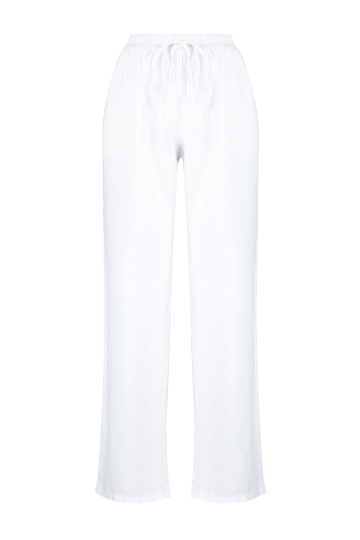 Trendyolmilla  Beyaz %100 Keten Beli Lastikli Yüksek Bel Wide Leg Pantolon TWOSS26PL00041 - Görsel 7