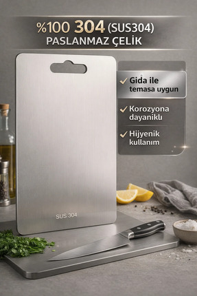 Paws & Pixels Paslanmaz Çelik Kesme Tahtası – Hijyenik, Çizilmez, Koku Tutmaz...