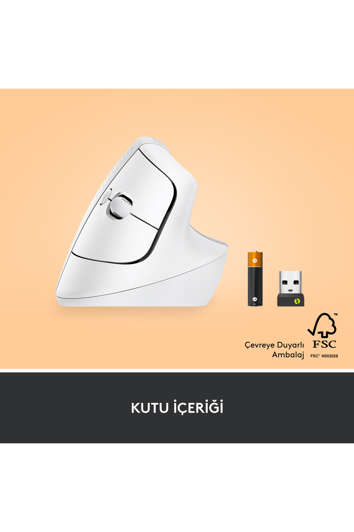 Lift Sessiz Kablosuz Ergonomik Dikey Mouse, Beyaz 910-006475 9