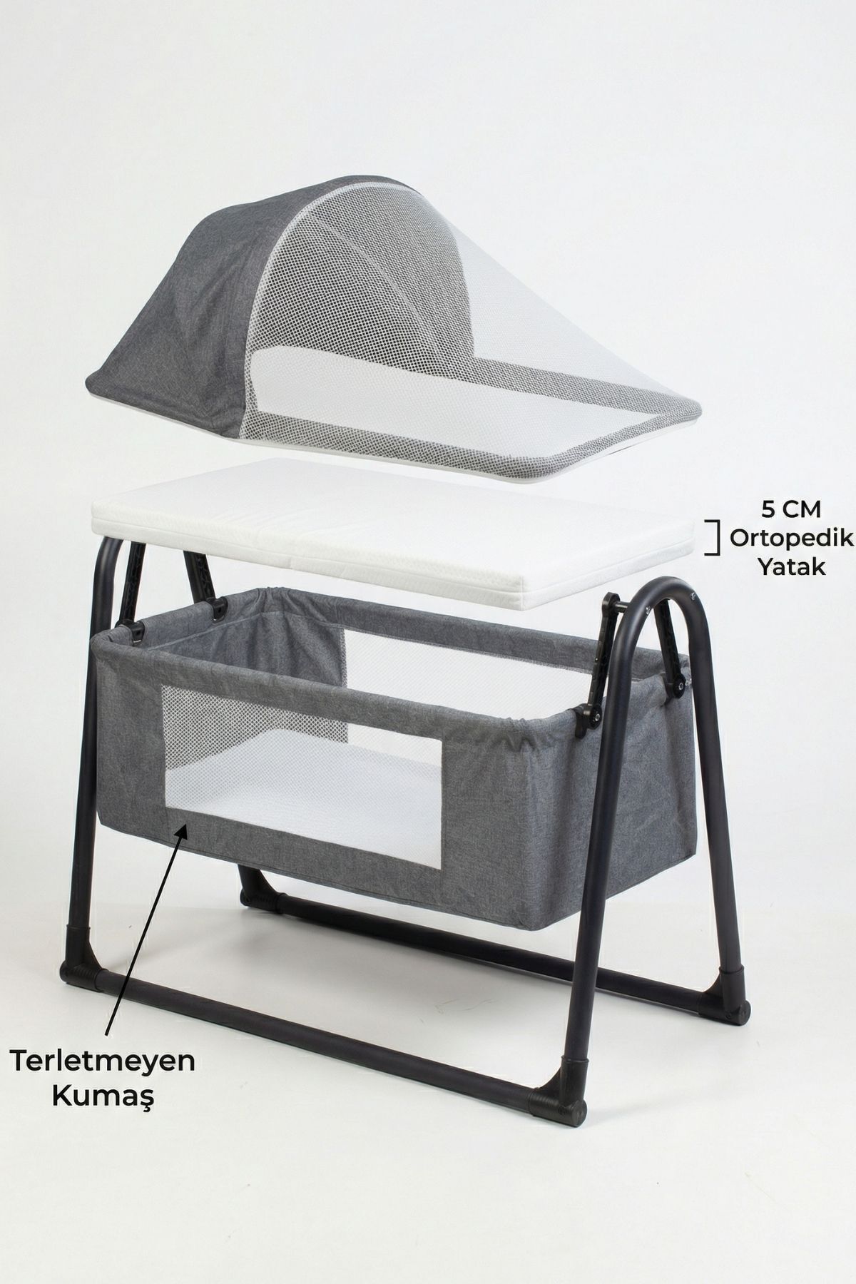 Kiwi Neonest Anne Yanı Kalın Yataklı Cibinlikli Ve Tenteli, Sallanır. Portatif Sepet Beşik Yeni Vizon fotoğrafı 7 (önizleme)