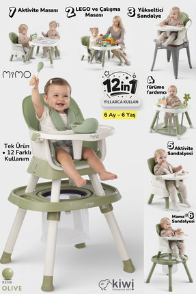 Kiwi Mimo 12’si 1 Arada Çok Fonksiyonlu Mama Sandalyesi – Oyun & Aktivite Mas...