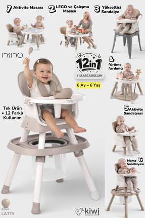 Kiwi Mimo 12’si 1 Arada Çok Fonksiyonlu Mama Sandalyesi – Oyun & Aktivite Mas...
