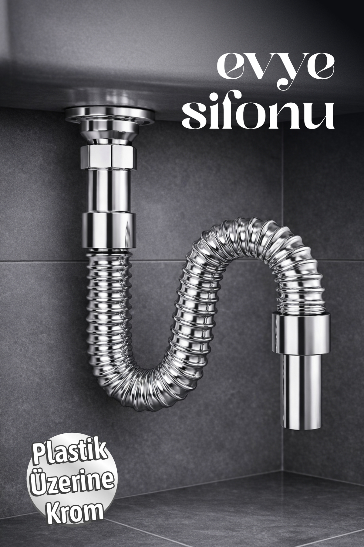 Bellows Sink Flush Anti-Fragrance Chrome Silver Sink Drain Pipe Siphon Hose Long 33-80 cm Extending