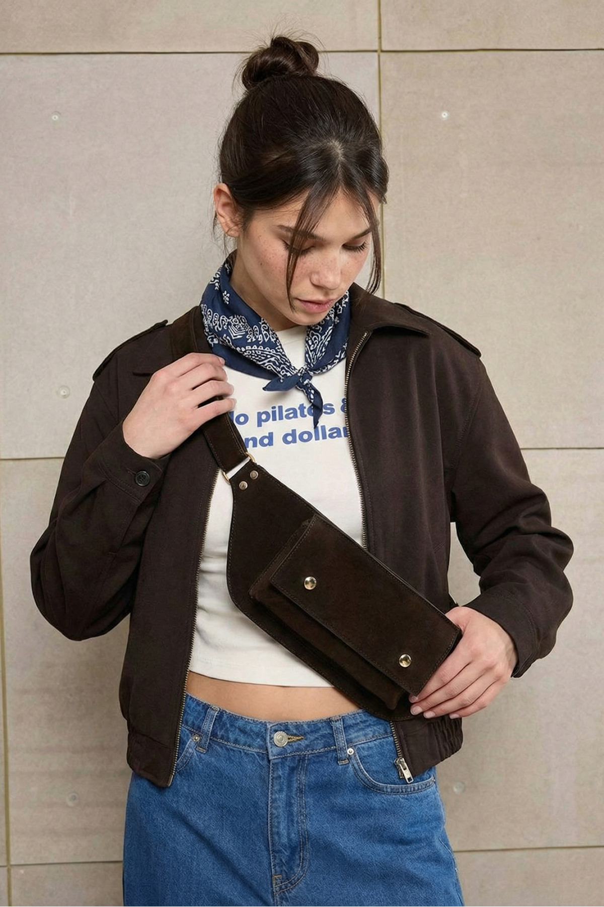 Teen Çift Kullanımlı Koyu Kahverengi Kadın Mini Boy Bel Çantası TAKSS26BC00001
