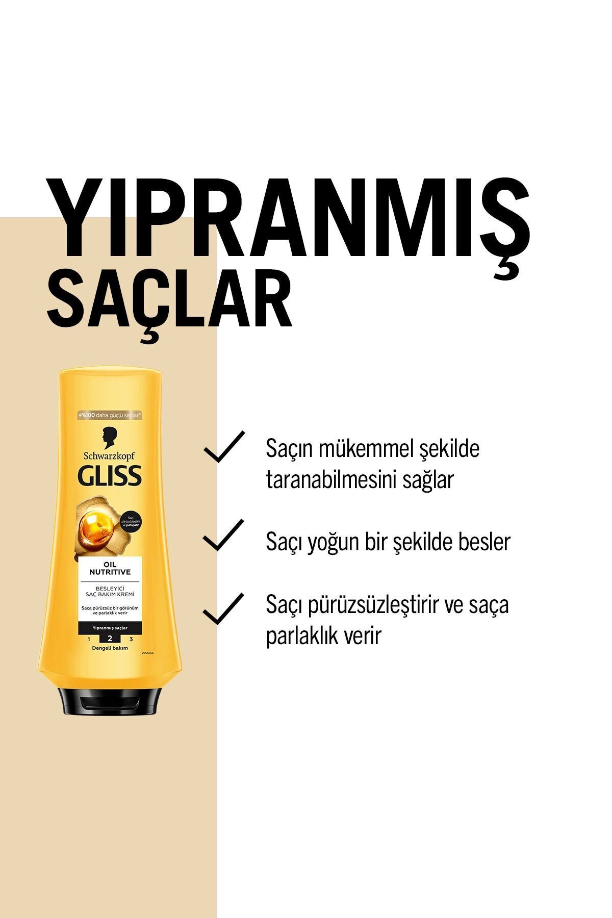Oil Nutritive Şampuan 400ml + Saç Kremi 360ml + Sıvı Saç Kremi 200 ml — TYCVTRP67N171642950419383 — تصویر 5 از 12
