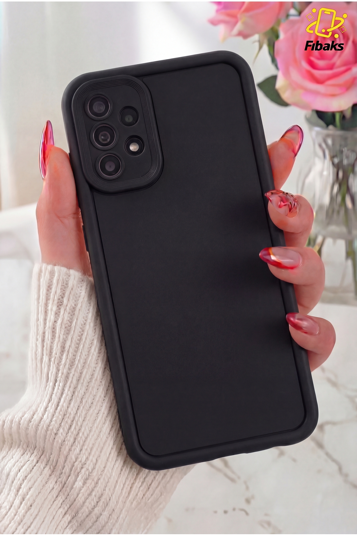 Galaxy A23 Case Soft Texture Shock Absorber Black Silicone Cover with Camera Protection