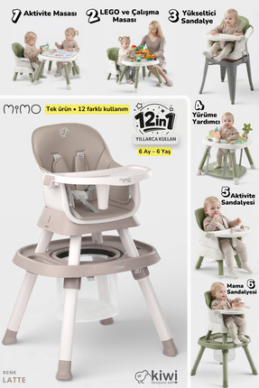 Kiwi Mimo 12’si 1 Arada Çok Fonksiyonlu Mama Sandalyesi – Oyun & Aktivite Mas...