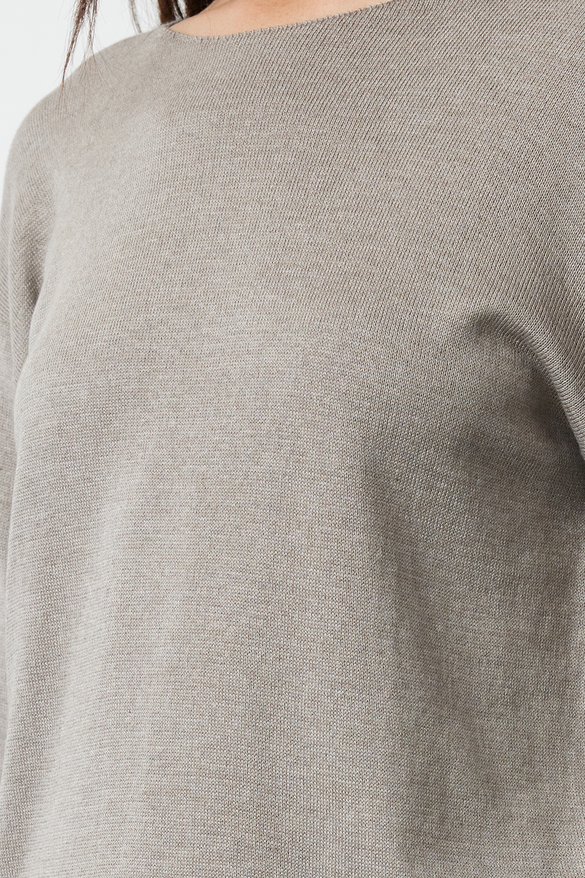 Trendyolmilla  Vizon Pamuklu Kayık Yaka Transparan Görünümlü İnce Fitted/Vücudu Saran Triko Kazak TWOAW25KZ00080 - Görsel 4